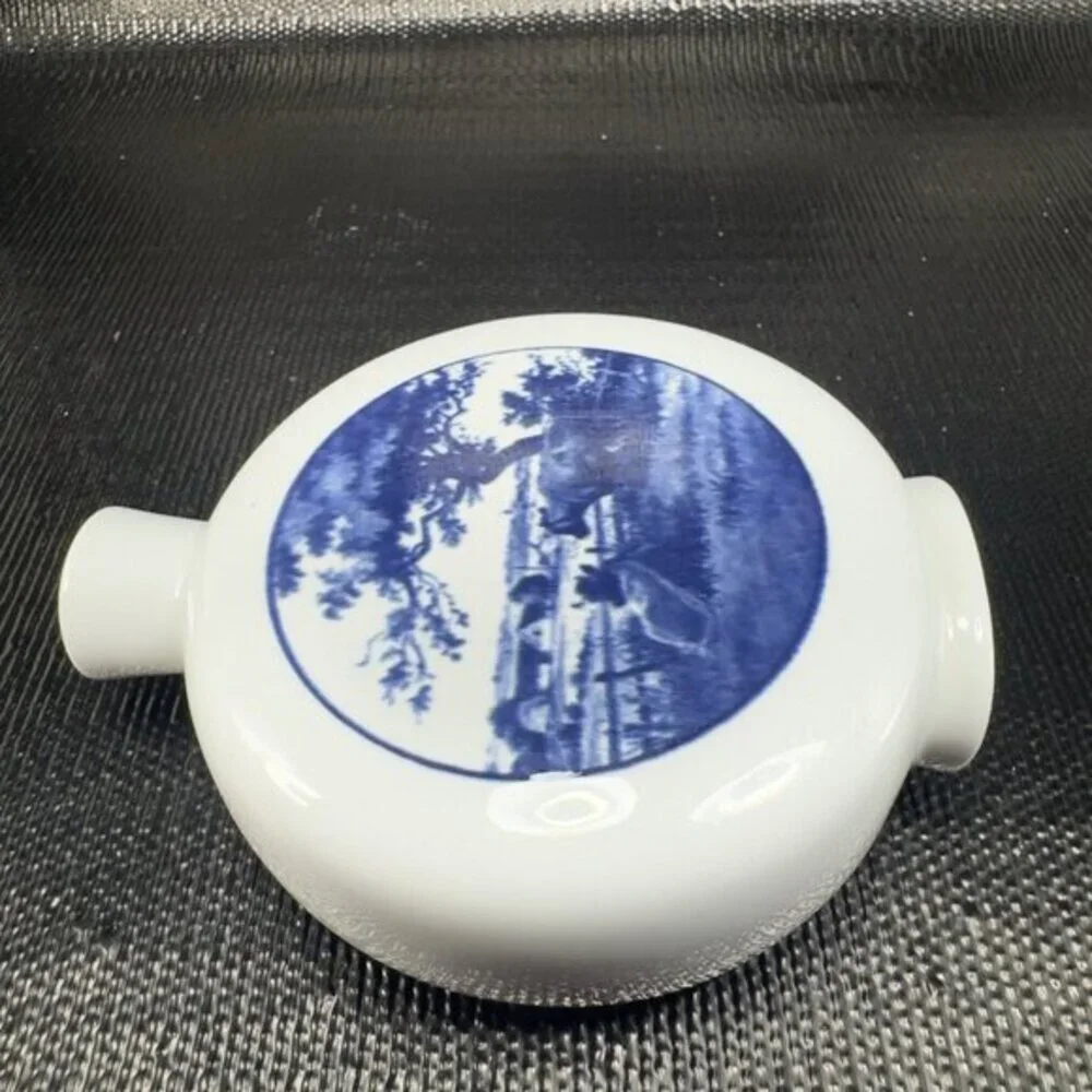 ROYAL COPENHAGEN Denmark Fajance Blue Porcelain Vase‎ Bottle Dansk Landskab Vase